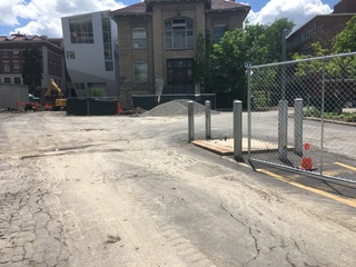 Part of the construction for the University Place promenade includes electrical infrastructure work near Machinery Hall, according to an email from Pete Sala, vice president and chief campus facilities officer. Photo taken June 8, 2016