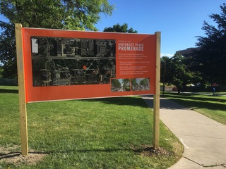 A sign near University Place details information about the promenade that is being built there this summer. Photo taken June 22, 2016